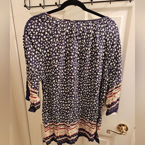 Boho peasant blouse hippie 3/4 sleeves relaxed oversized fit xl - Picture 4 of 5